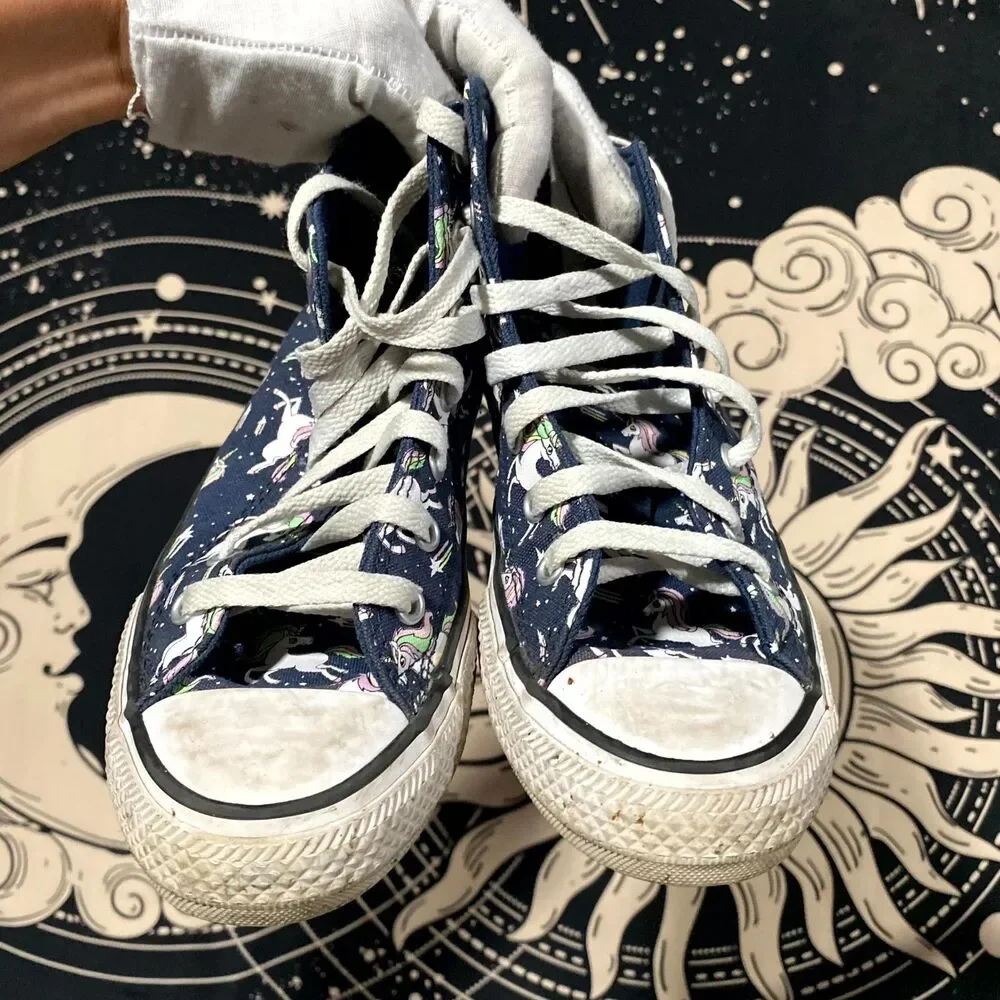 Converse Chuck Taylor All Star 669816F Athletic Sneaker Girls Blue Unicorn Print